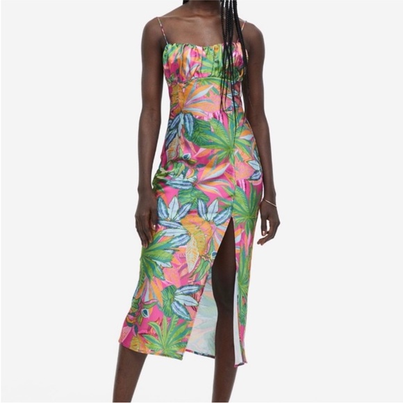 H&M | Open Back Satin Midi Dress NWT - Picture 1 of 15